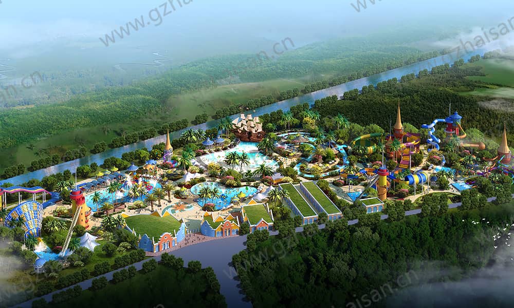 河南信阳南湾海岛风暴水上乐园鸟瞰图 河南信阳南湾海岛风暴水上乐园鸟瞰图